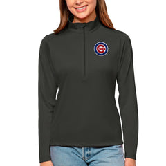 Chicago Cubs Antigua Women's Tribute Quarter-Zip Pullover Top - Charcoal - MLB Online