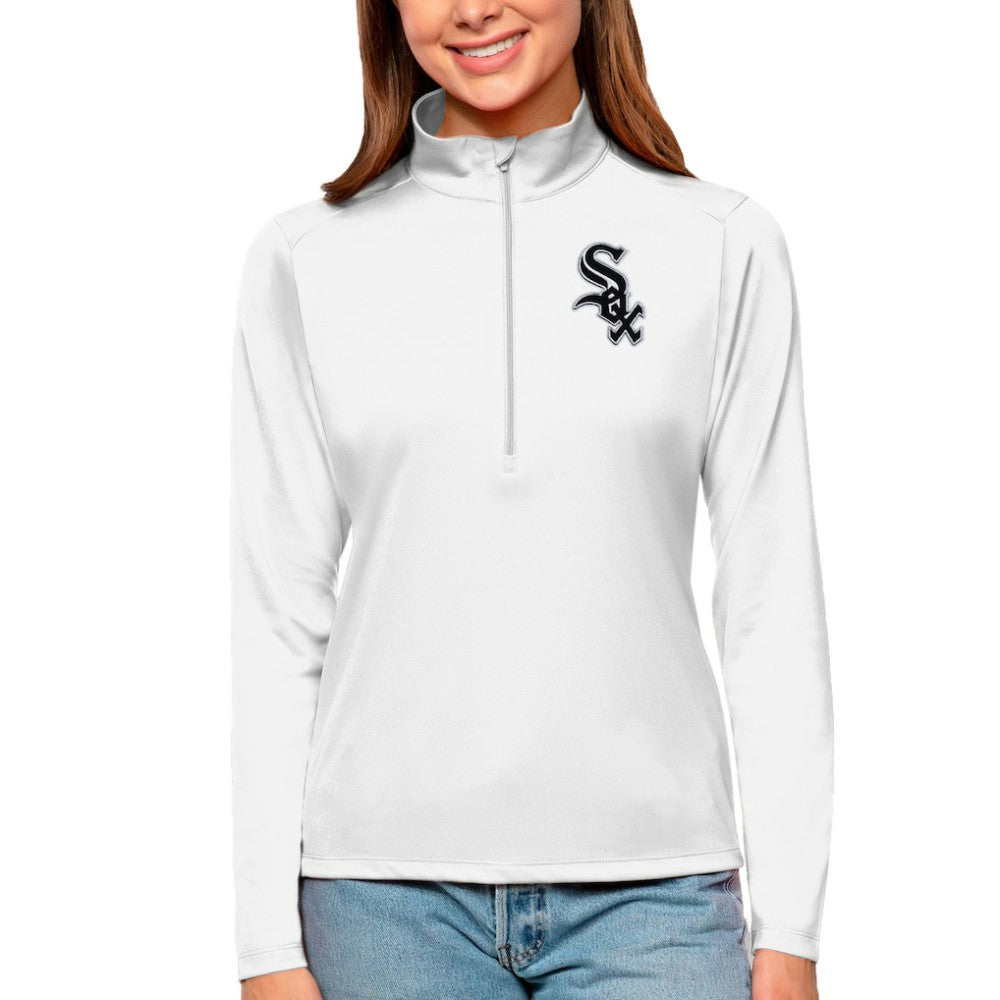 Chicago White Sox Antigua Women's Tribute Quarter-Zip Pullover Top - White - MLB Sale