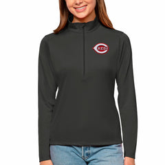 Cincinnati Reds Antigua Women's Tribute Quarter-Zip Pullover Top - Charcoal - MLB on Sale
