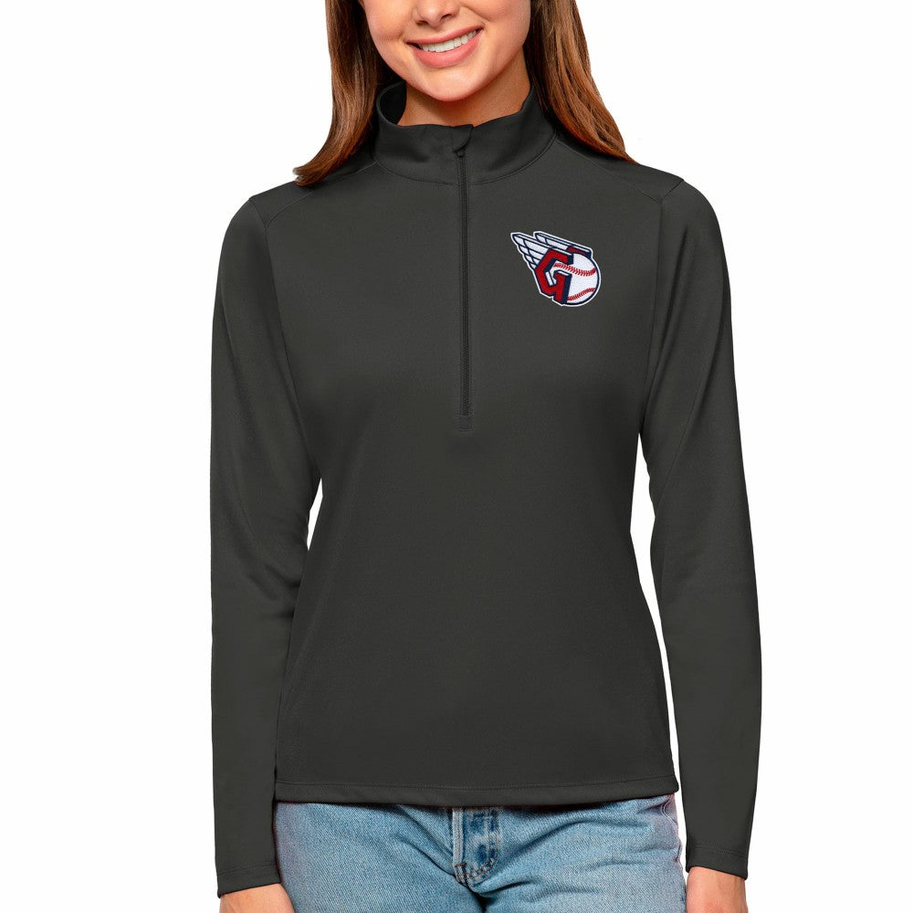 Cleveland Guardians Antigua Women's Tribute Quarter-Zip Pullover Top - Charcoal - MLB on Sale