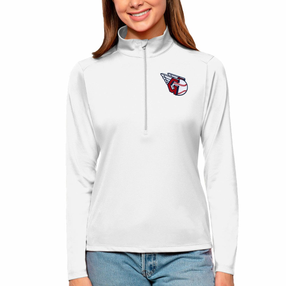 Cleveland Guardians Antigua Women's Tribute Quarter-Zip Pullover Top - White - MLB Discount