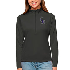 Colorado Rockies Antigua Women's Tribute Quarter-Zip Pullover Top - Charcoal - MLB Sale