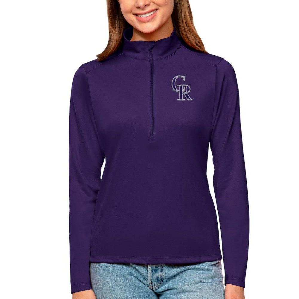 Colorado Rockies Antigua Women's Tribute Quarter-Zip Pullover Top - Purple - MLB Online