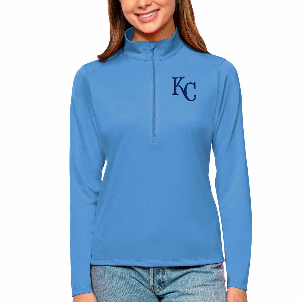 Kansas City Royals Antigua Women's Tribute Quarter-Zip Pullover Top - Light Blue - MLB Discount