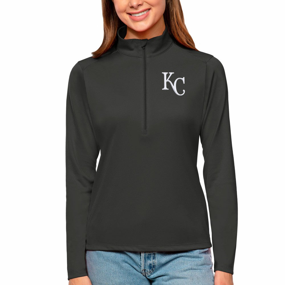 Kansas City Royals Antigua Women's Tribute Quarter-Zip Pullover Top - Charcoal - MLB Online