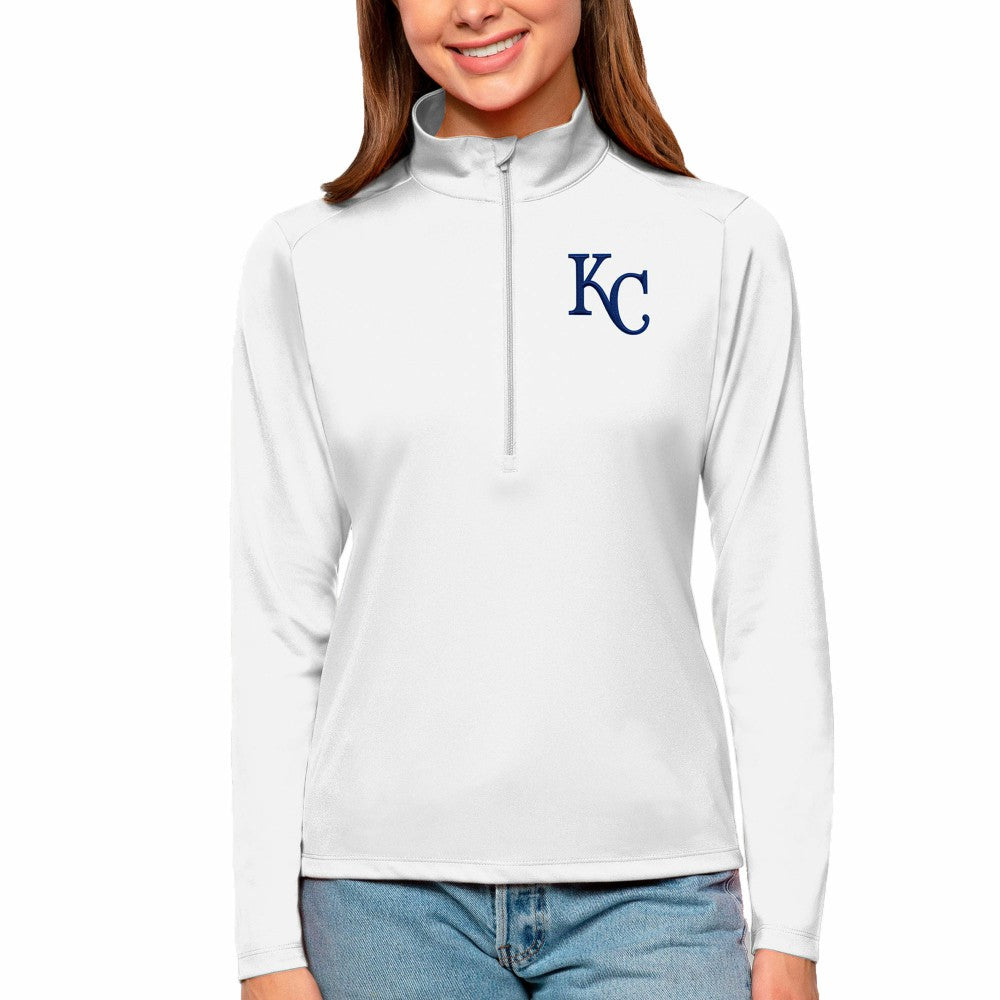 Kansas City Royals Antigua Women's Tribute Quarter-Zip Pullover Top - White - MLB Sale