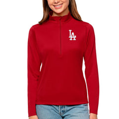 Los Angeles Dodgers Antigua Women's Tribute Quarter-Zip Pullover Top - Red - MLB Discount