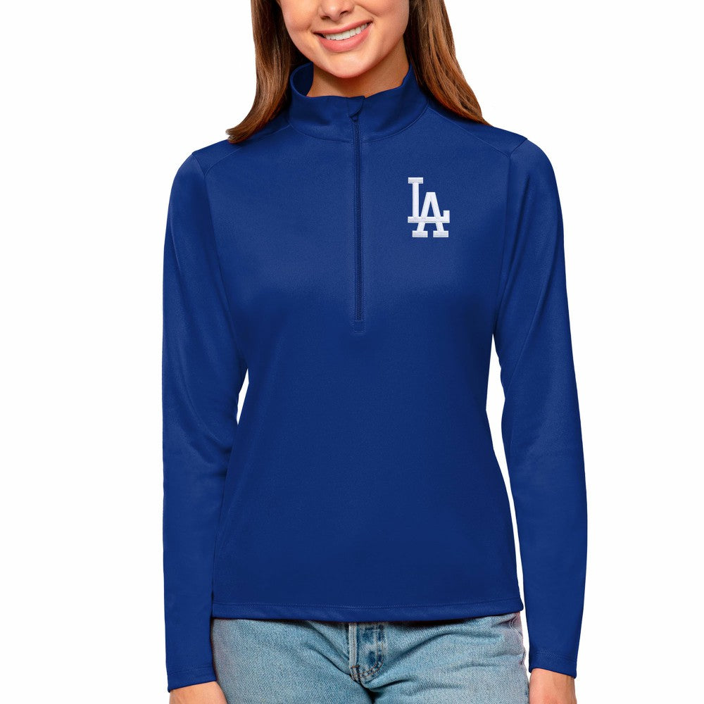 Los Angeles Dodgers Antigua Women's Tribute Quarter-Zip Pullover Top - Royal - MLB Online
