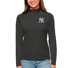 New York Yankees Antigua Women's Tribute Quarter-Zip Pullover Top - Charcoal - MLB on Sale