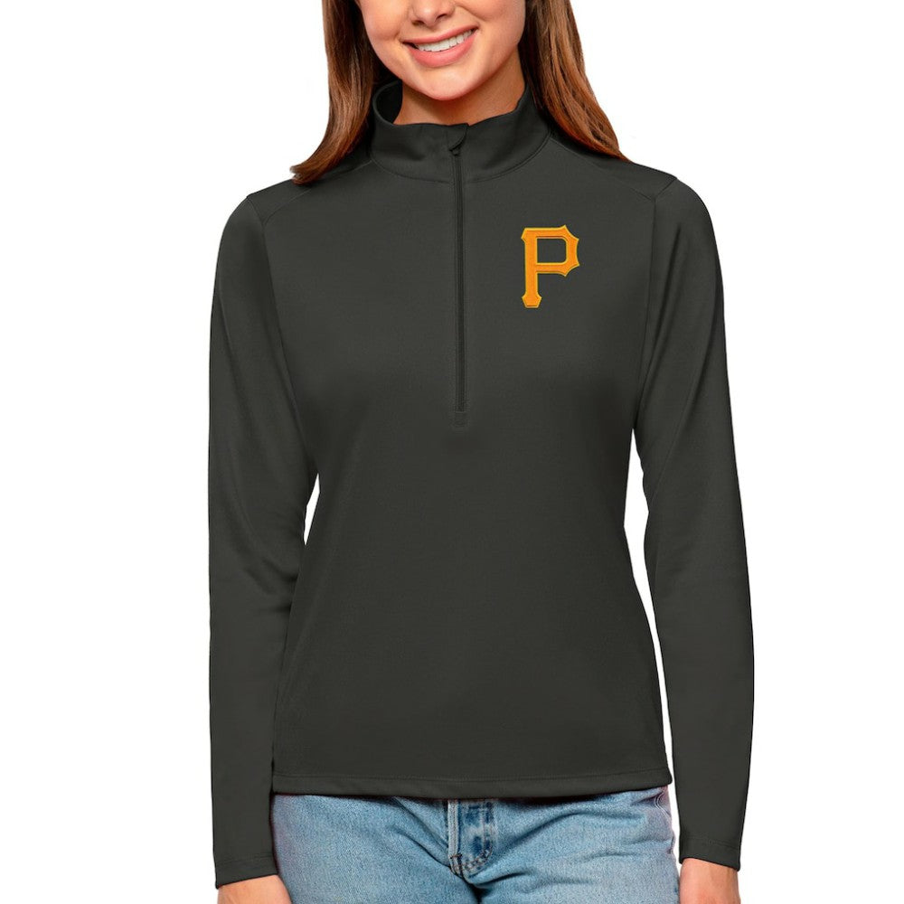 Pittsburgh Pirates Antigua Women's Tribute Quarter-Zip Pullover Top - Charcoal - MLB Online