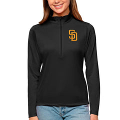 San Diego Padres Antigua Women's Tribute Quarter-Zip Pullover Top - Black - MLB Discount