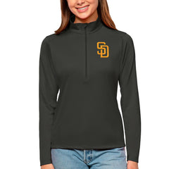 San Diego Padres Antigua Women's Tribute Quarter-Zip Pullover Top - Charcoal - MLB Sale
