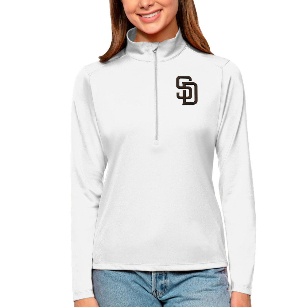 San Diego Padres Antigua Women's Tribute Quarter-Zip Pullover Top - White - MLB Online