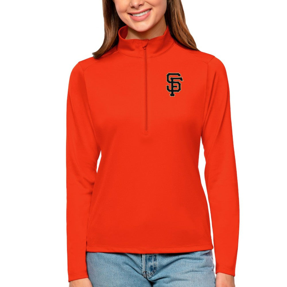 San Francisco Giants Antigua Women's Tribute Quarter-Zip Pullover Top - Orange - MLB Discount