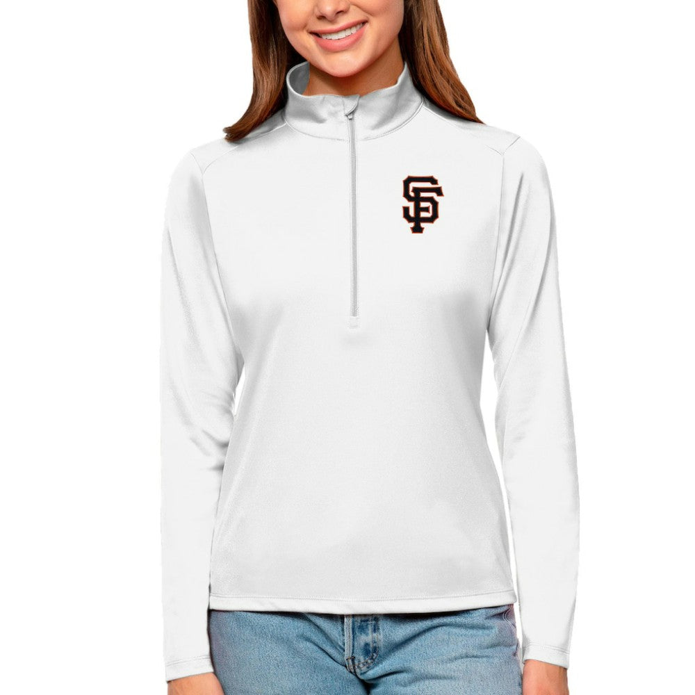 San Francisco Giants Antigua Women's Tribute Quarter-Zip Pullover Top - White - MLB Discount