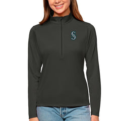 Seattle Mariners Antigua Women's Tribute Quarter-Zip Pullover Top - Charcoal - MLB Sale