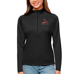St. Louis Cardinals Antigua Women's Tribute Quarter-Zip Pullover Top - Black - MLB on Sale