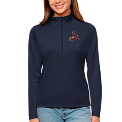 St. Louis Cardinals Antigua Women's Tribute Quarter-Zip Pullover Top - Navy - MLB on Sale