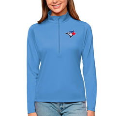 Toronto Blue Jays Antigua Women's Tribute Quarter-Zip Pullover Top - Powder Blue - MLB Lifestyle