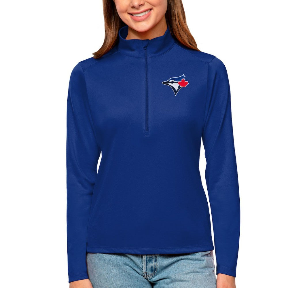 Toronto Blue Jays Antigua Women's Tribute Quarter-Zip Pullover Top - Royal - MLB Discount