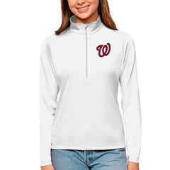 Washington Nationals Antigua Women's Tribute Quarter-Zip Pullover Top - White - MLB Online