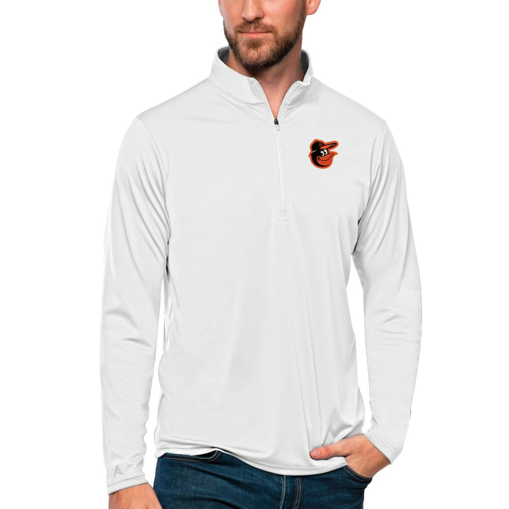 Baltimore Orioles Antigua Tribute Quarter-Zip Pullover Top - White - MLB Lifestyle