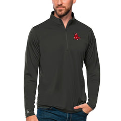 Boston Red Sox Antigua Tribute Quarter-Zip Pullover Top - Charcoal - MLB Discount
