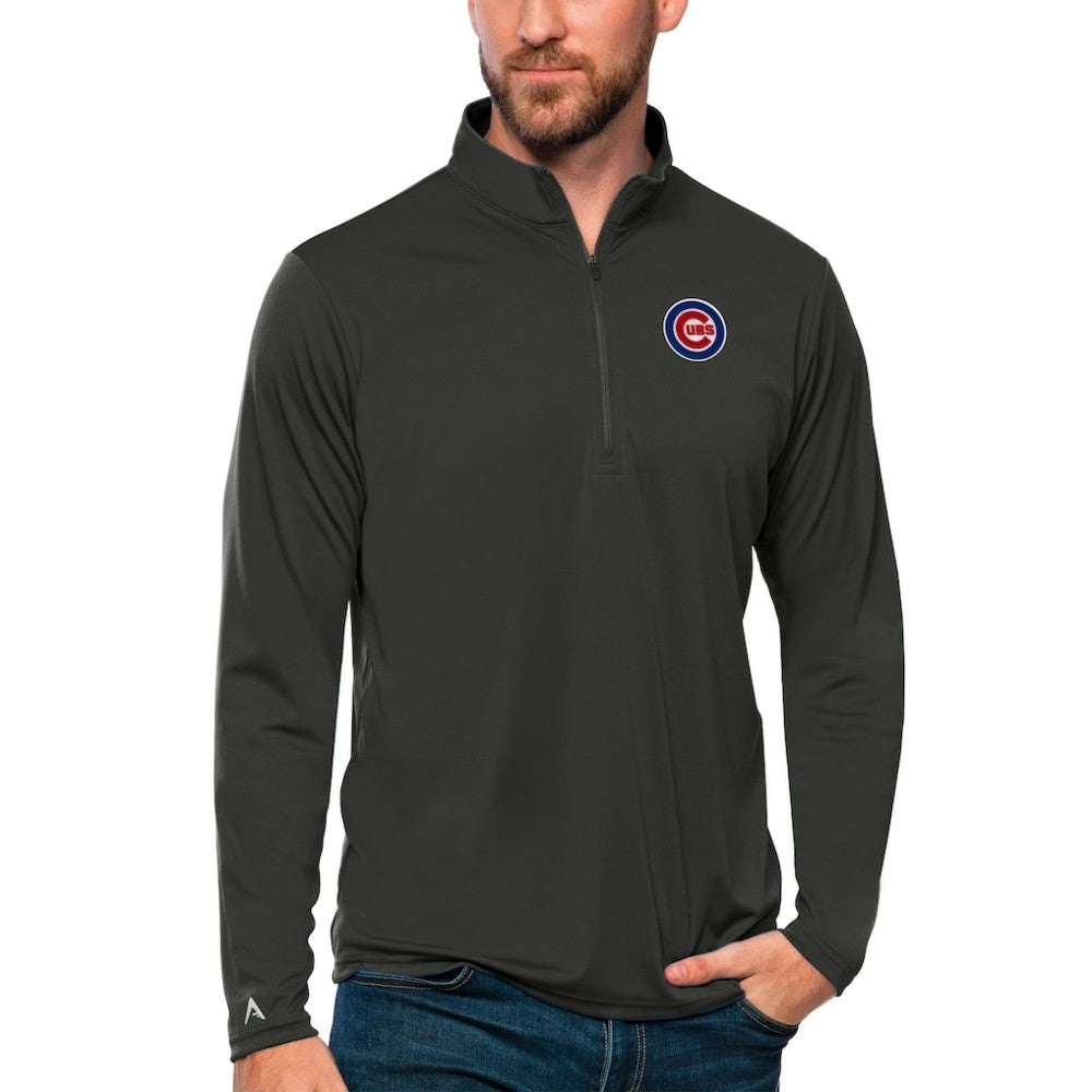 Chicago Cubs Antigua Tribute Quarter-Zip Pullover Top - Charcoal - MLB Discount