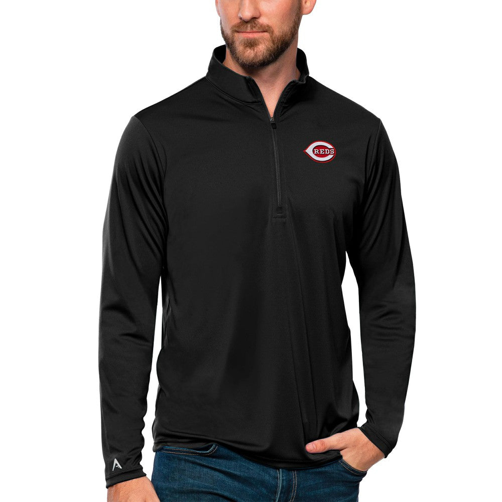 Cincinnati Reds Antigua Tribute Quarter-Zip Pullover Top - Black - MLB Sale