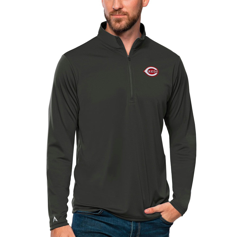 Cincinnati Reds Antigua Tribute Quarter-Zip Pullover Top - Charcoal - MLB Discount
