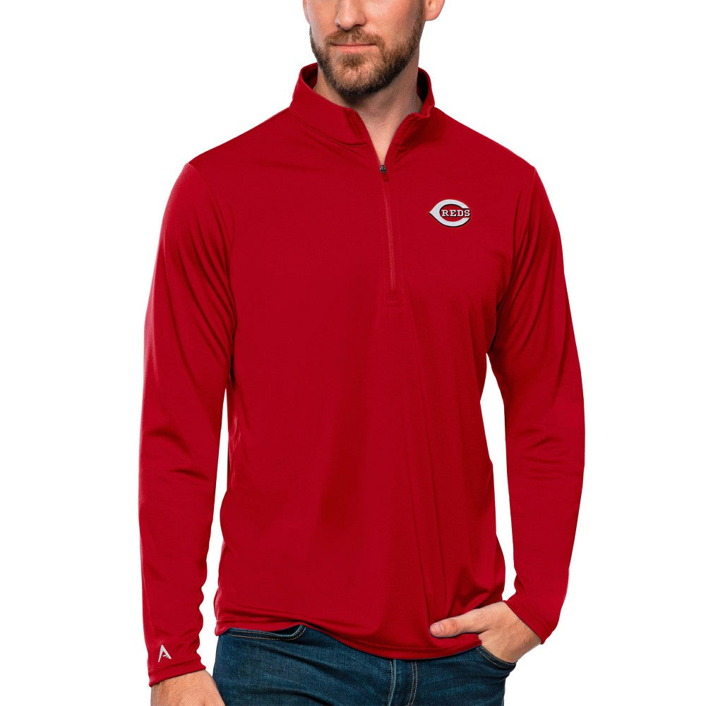 Cincinnati Reds Antigua Tribute Quarter-Zip Pullover Top - Red - MLB Sale