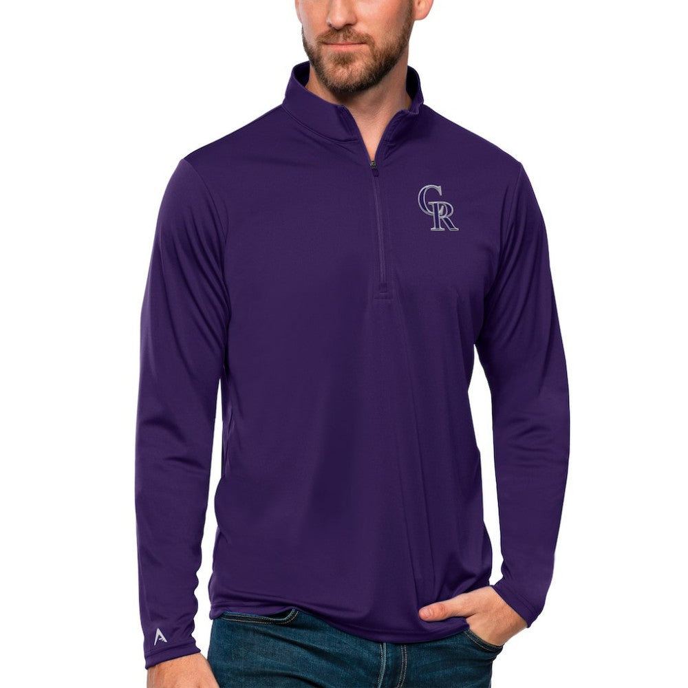 Colorado Rockies Antigua Tribute Quarter-Zip Pullover Top - Purple - MLB on Sale