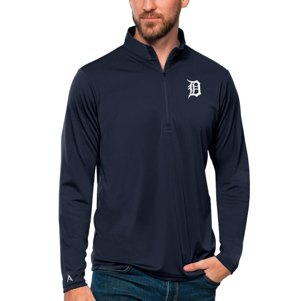 Detroit Tigers Antigua Tribute Quarter-Zip Pullover Top - Navy - MLB Online