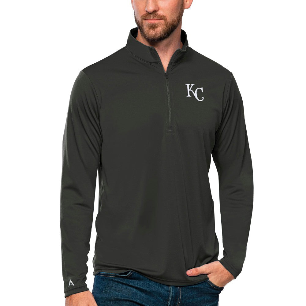Kansas City Royals Antigua Tribute Quarter-Zip Pullover Top - Charcoal - MLB Discount