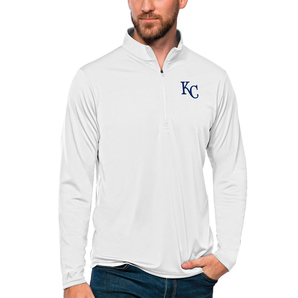 Kansas City Royals Antigua Tribute Quarter-Zip Pullover Top - White - MLB Online