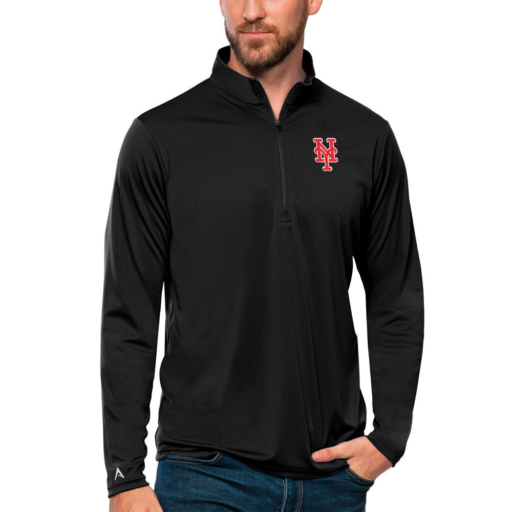 New York Mets Antigua Tribute Quarter-Zip Pullover Top - Black - MLB on Sale