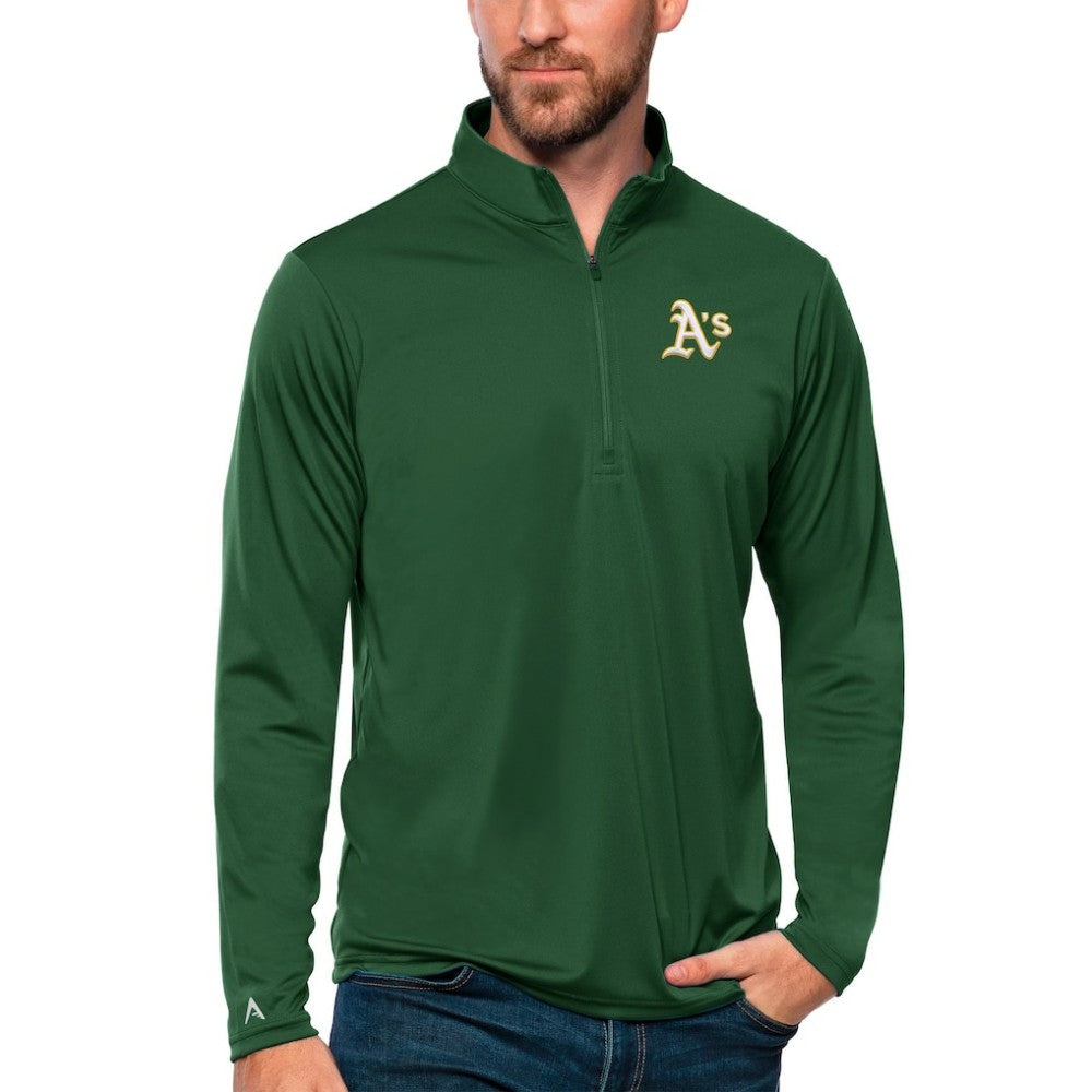 Athletics Antigua Tribute Quarter-Zip Pullover Top - Green - MLB on Sale