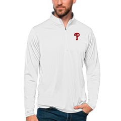 Philadelphia Phillies Antigua Tribute Quarter-Zip Pullover Top - White - MLB Online