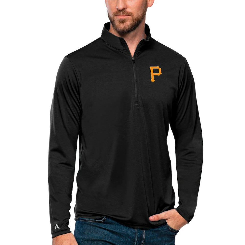 Pittsburgh Pirates Antigua Tribute Quarter-Zip Pullover Top - Black - MLB Online