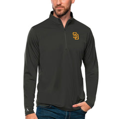 San Diego Padres Antigua Tribute Quarter-Zip Pullover Top - Charcoal - MLB Discount