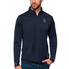 Seattle Mariners Antigua Tribute Quarter-Zip Pullover Top - Navy - MLB Online
