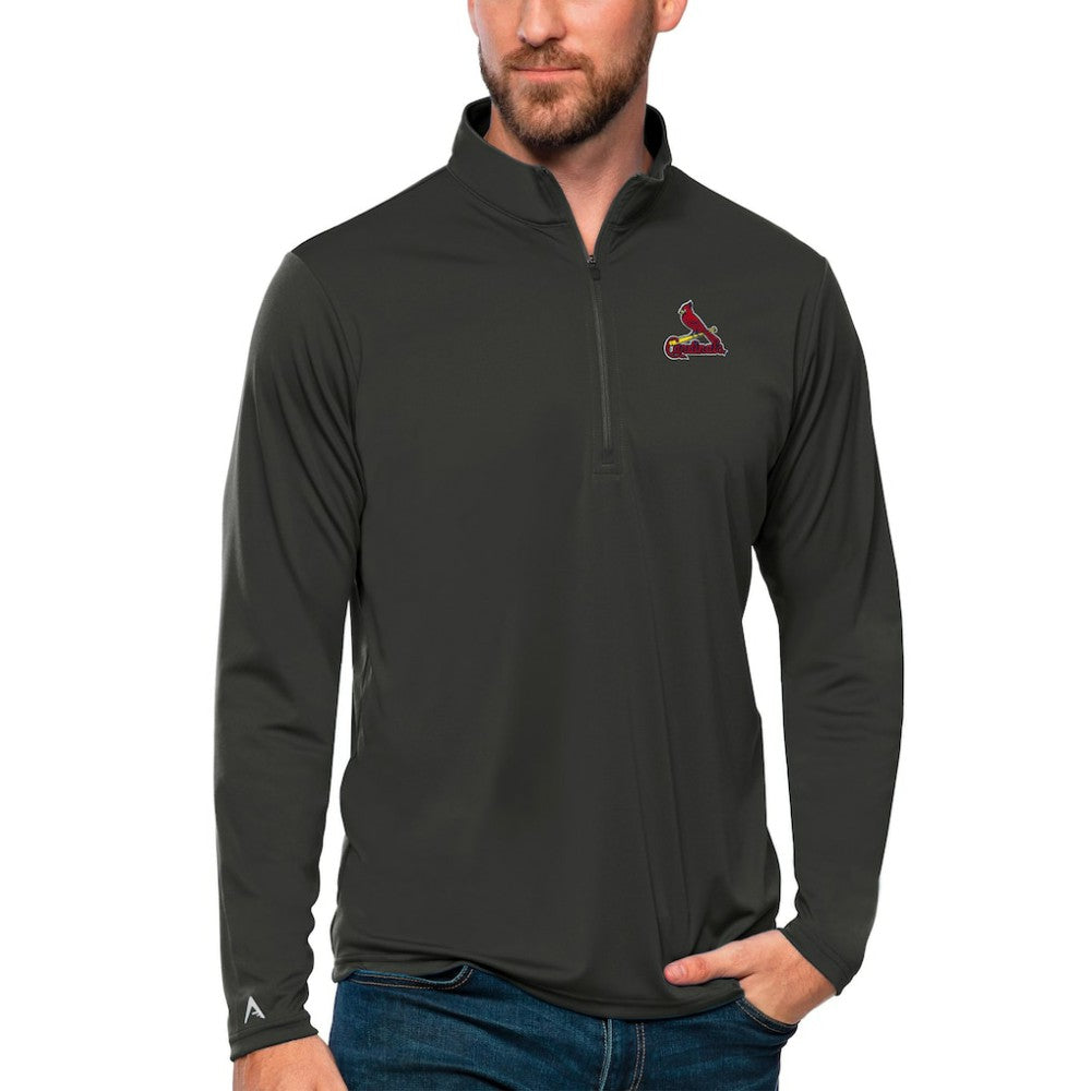 St. Louis Cardinals Antigua Tribute Quarter-Zip Pullover Top - Charcoal - MLB Online