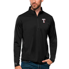 Texas Rangers Antigua Tribute Quarter-Zip Pullover Top - Black - MLB on Sale