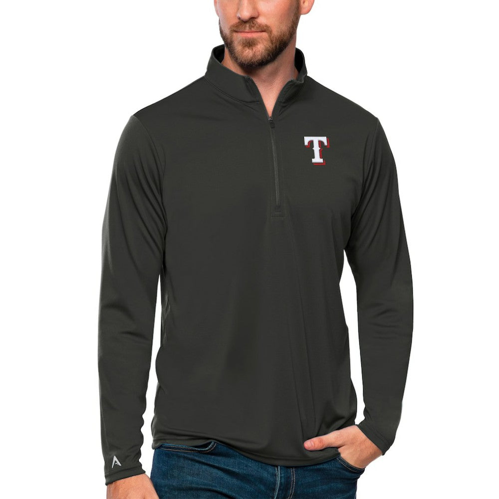 Texas Rangers Antigua Tribute Quarter-Zip Pullover Top - Charcoal - MLB Sale