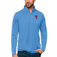 Texas Rangers Antigua Tribute Quarter-Zip Pullover Top - Powder Blue - MLB on Sale