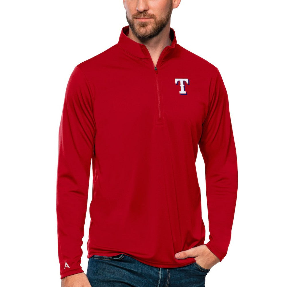 Texas Rangers Antigua Tribute Quarter-Zip Pullover Top - Red - MLB Lifestyle
