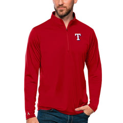 Texas Rangers Antigua Tribute Quarter-Zip Pullover Top - Red - MLB Lifestyle