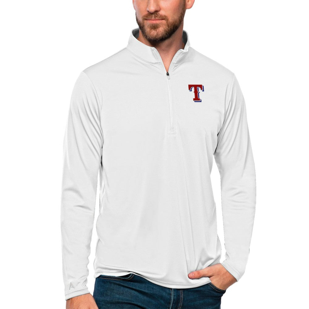 Texas Rangers Antigua Tribute Quarter-Zip Pullover Top - White - MLB on Sale