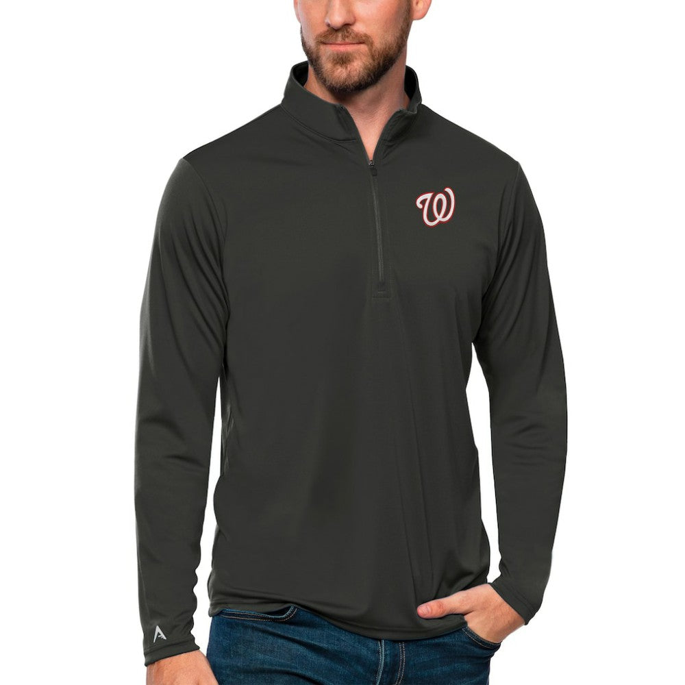 Washington Nationals Antigua Tribute Quarter-Zip Pullover Top - Charcoal - MLB Lifestyle