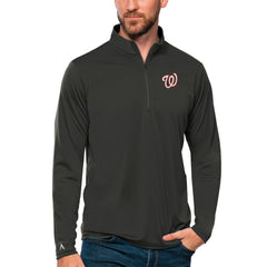 Washington Nationals Antigua Tribute Quarter-Zip Pullover Top - Charcoal - MLB Lifestyle